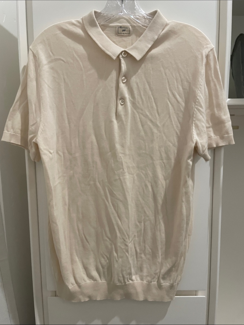 Camicissima Men's Lightweight Cream Knit Polo Shirt – Classic Short Sleeve. EUC